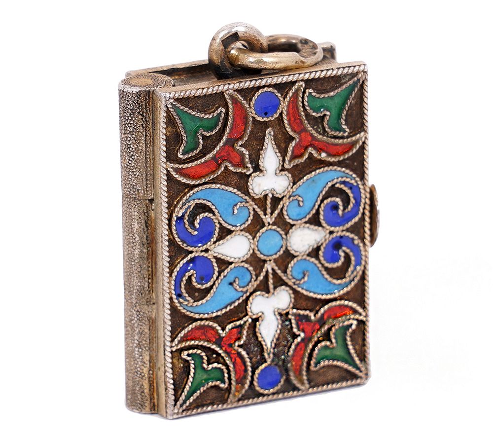 Appraisal: Russian Imperial Silver Enamel 'Book' Locket Russian Imperial enamel gilt