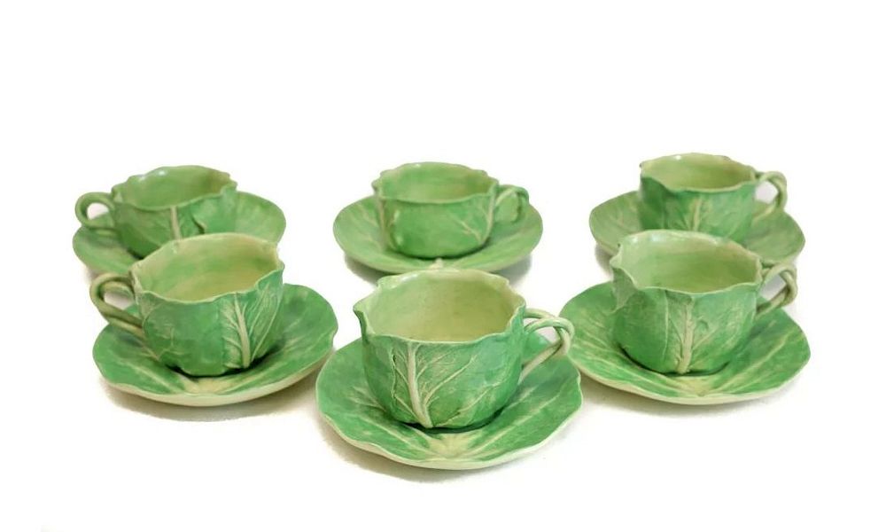 Appraisal: Dodie Thayer Lettuce Leaf Ware Cup Saucers Dodie Thayer lettuce