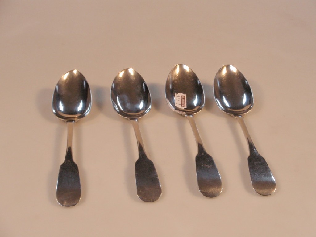 Appraisal: A set of four George III silver fiddle pattern tablespoons