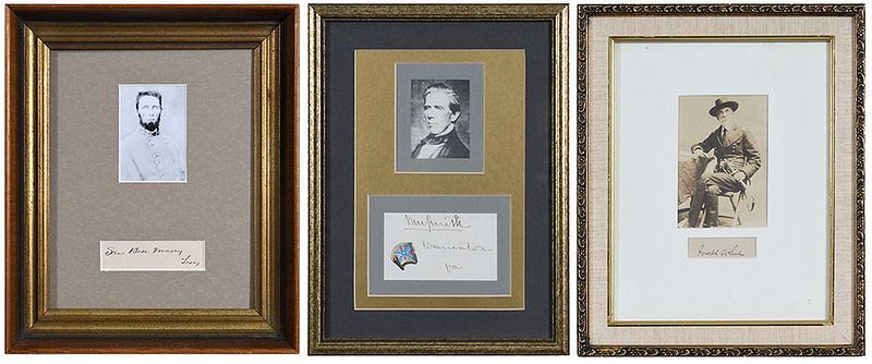 Appraisal: Three Confederate General Signatures cut signature with portrait Sam Bell