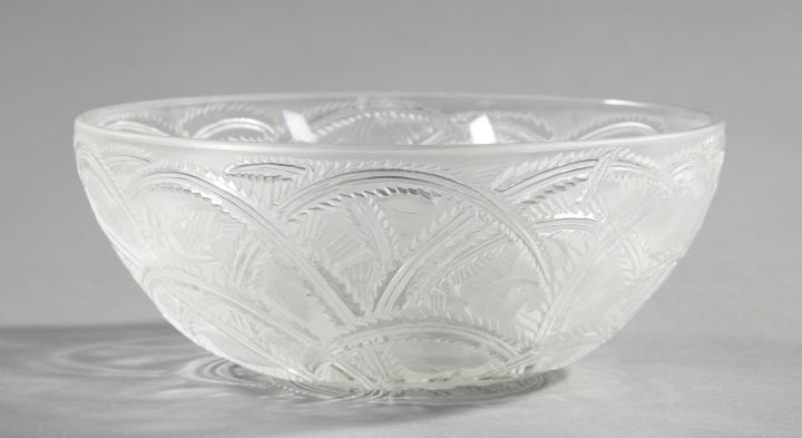 Appraisal: Lalique Crystal Pinsons or Finches Bowl in satin-finished glass designed