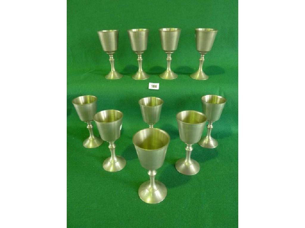 Appraisal: Ten goblets BPC pewter goblets cm high approx