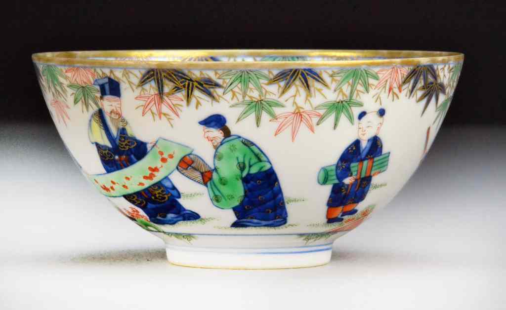 Appraisal: Chinese Famille Rose Porcelain BowlFinely painted to depict several scholars