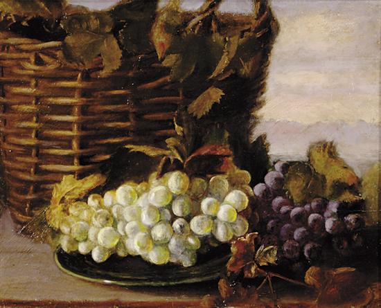 Appraisal: British school early th century STILL LIFE OF GRAPESoil on