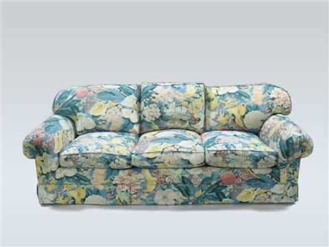 Appraisal: PAIR OF BRUNSCHWIG FILS FLORAL SOFAS th century loose seat