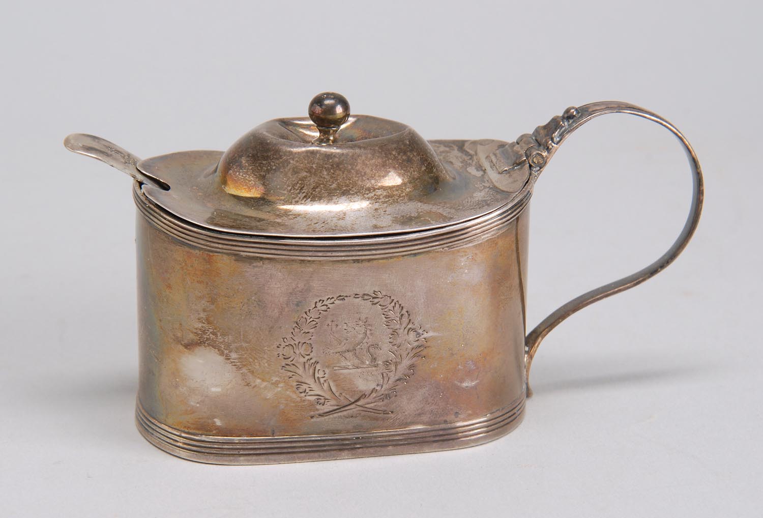 Appraisal: ENGLISH SILVER MUSTARD POT London Together with an English silver