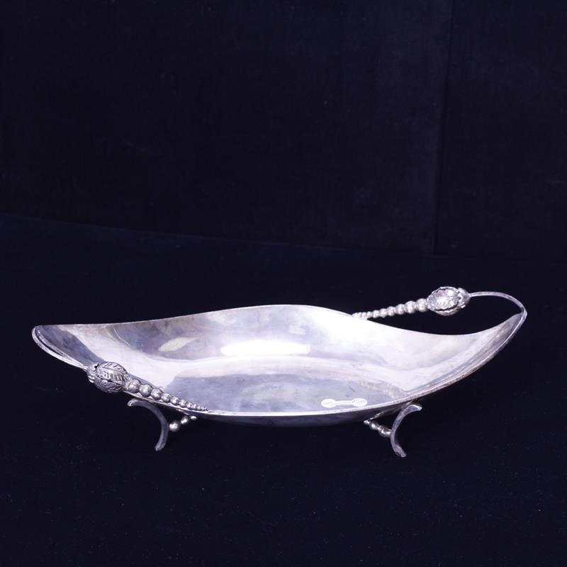 Appraisal: Mexican Modernist sterling silver footed bowl serving dish with handles