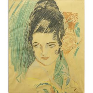 Appraisal: Harrison Fisher American - Pastel Illustration on Paper Pretty Lady