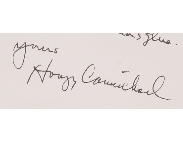 Appraisal: Hoagy Carmichael letter signed on his own stationary In the