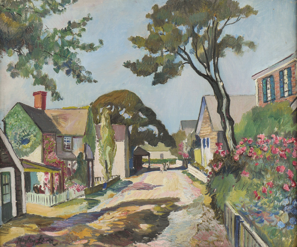 Appraisal: LEVER Hayley Australian American - New England Street Scene Oil