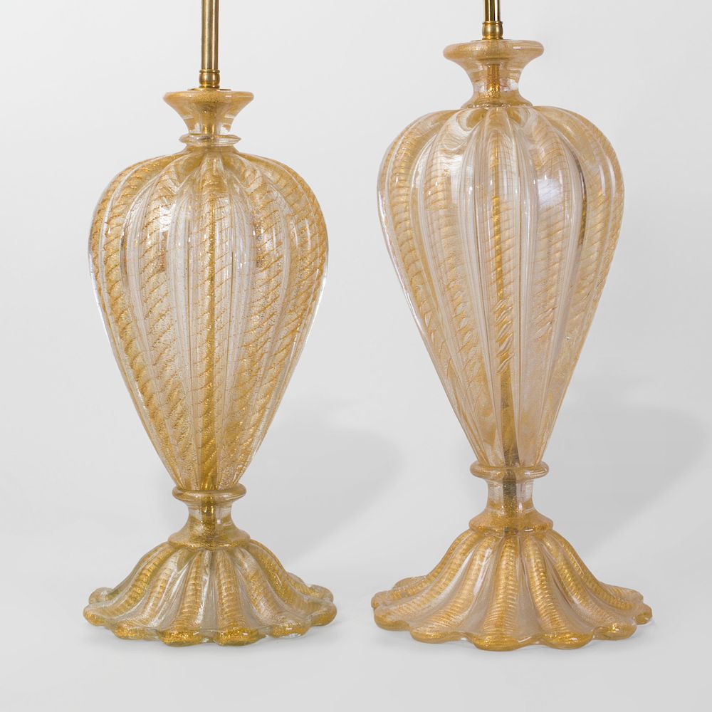 Appraisal: Near Pair of Murano Internally Decorated Glass Lamps of Recent