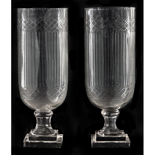 Appraisal: A pair of cut glass storm shades th c on