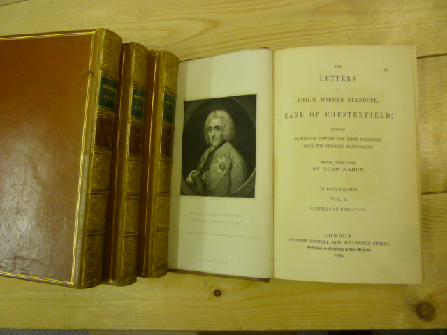 Appraisal: TENNYSON'S WORKS Macmillan vols olive leather binding WITH Chesterfield's Letters