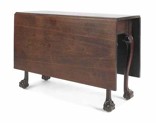 Appraisal: George III mahogany drop leaf dining table ca with cabriole