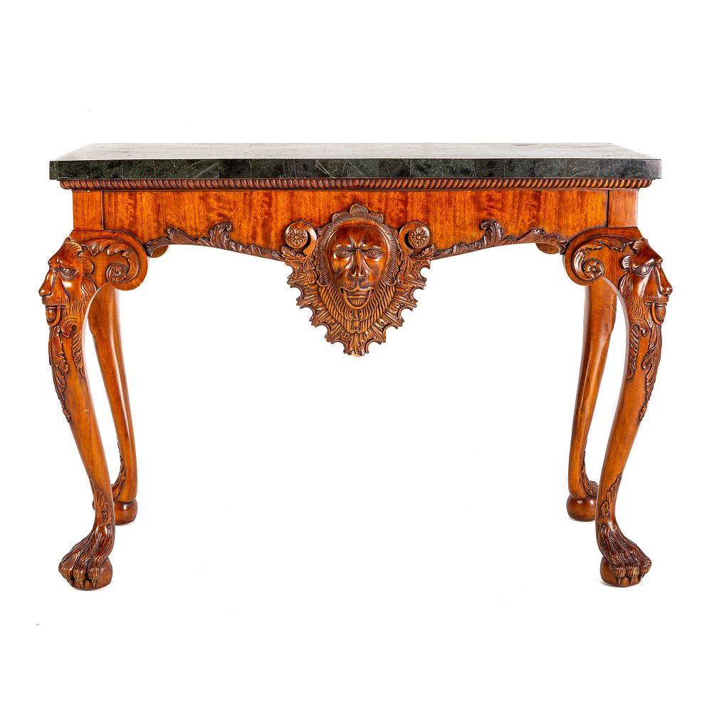 Appraisal: Maitland-Smith Carved Sofa Table Irish Chippendale style marble top table