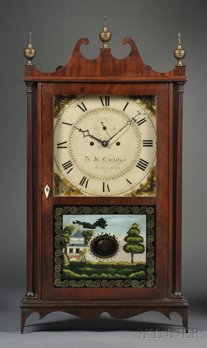 Appraisal: Lucius B Bradley Mahogany Pillar and Scroll Shelf Clock Watertown