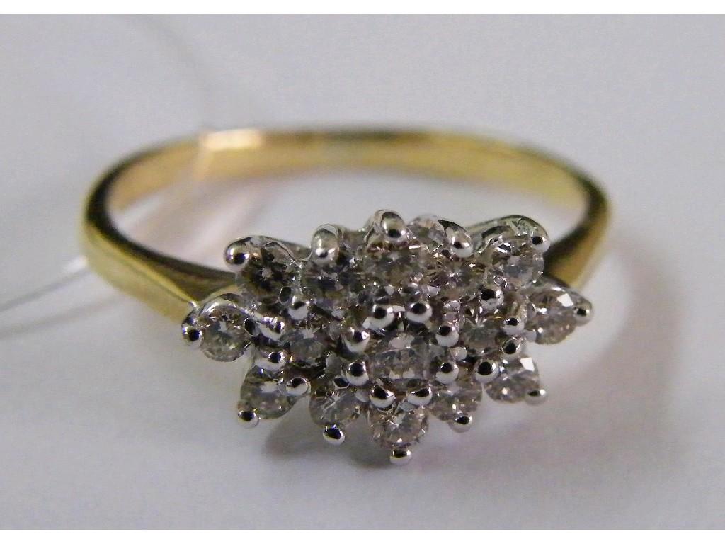 Appraisal: ct diamond boat shaped cluster ring ct approx size M