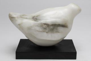 Appraisal: Mid-Century school modernist white marble carved bird on squared base