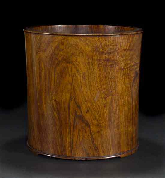 Appraisal: A Huanghuali Scroll Pot of highly figured wood of slightly