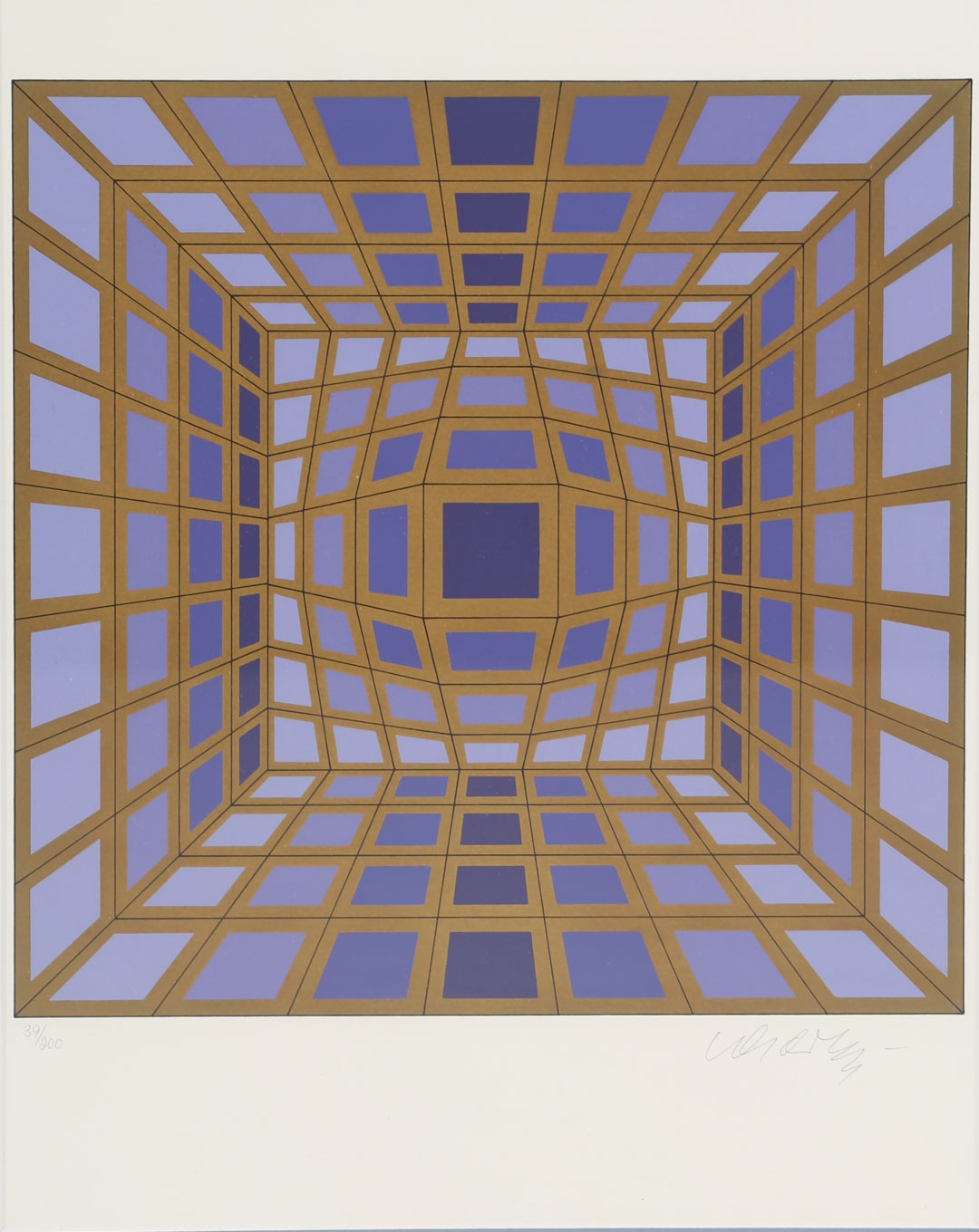 Appraisal: Victor Vasarely Lavender and Gold silkscreen French Hungarian - from