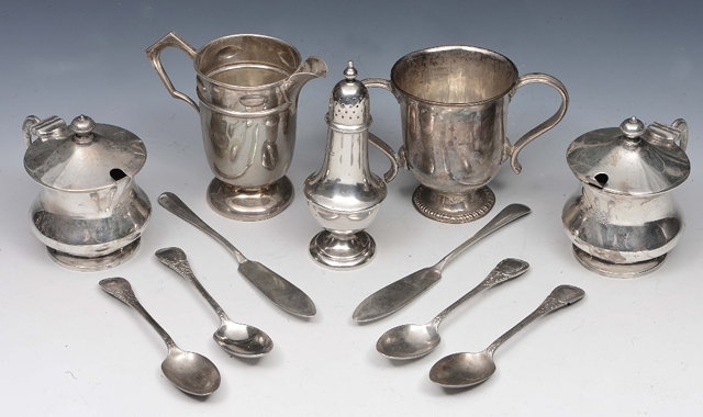 Appraisal: Small collection of various silver wareincluding a pepper pot a