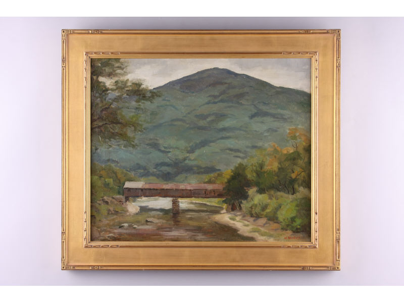 Appraisal: Emily Budell NJ PA - Covered Bridge oil on canvas