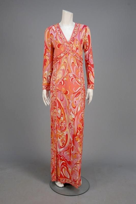 Appraisal: PUCCI PRINTED SILK JUMPSUIT with WRAP OVER-SKIRT s Abstract printed