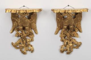 Appraisal: Italian carved giltwood eagle brackets Pair of Italian carved gilt