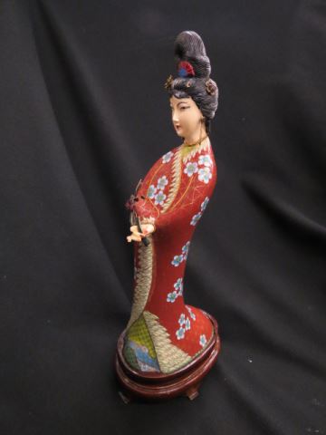 Appraisal: Chinese Cloisonne Figurine of a Lady plus wooden base