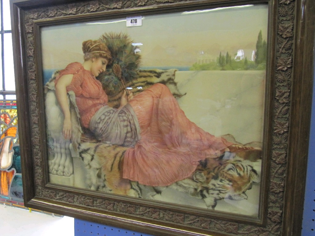 Appraisal: Print depicting a classical lady in ornately carved frame