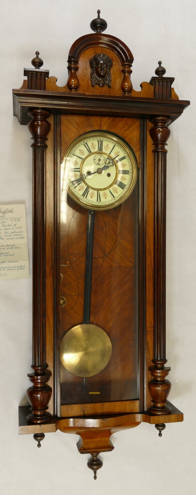 Appraisal: th century Vienna two weight wall clock in walnut case