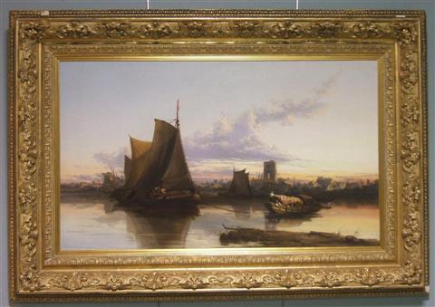 Appraisal: JAMES WEBB BRITISH - SUNSET OVER DORDRECHT HARBOR Oil on