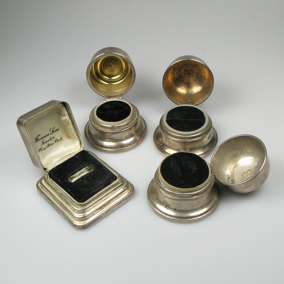 Appraisal: Sterling Silver Ring Boxes and a silver-plated ring box