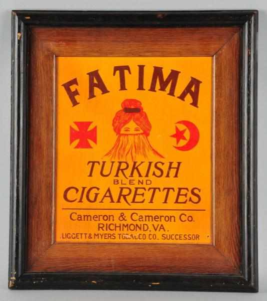 Appraisal: Paper Fatima Cigarettes Sign Description Circa s to s Original