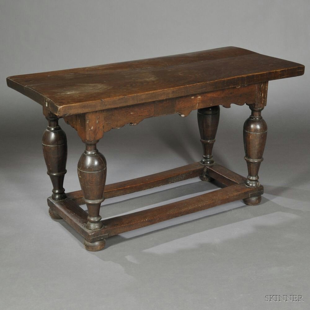 Appraisal: Dutch Baroque Oak Table th century tabletop raised on four