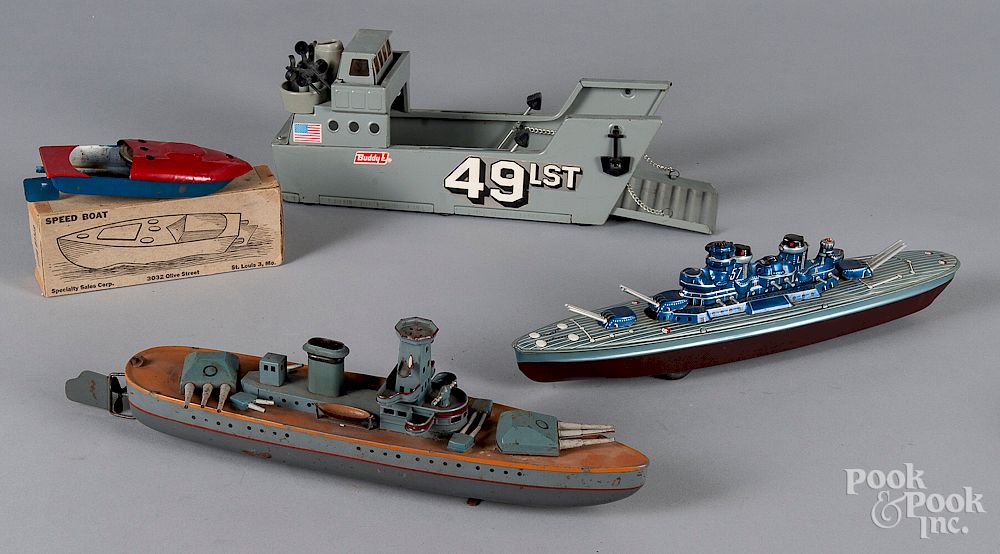 Appraisal: Four toy boats Four toy boats to include a Buddy