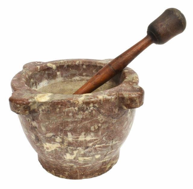 Appraisal: lot of Large mortar and pestle late th c including