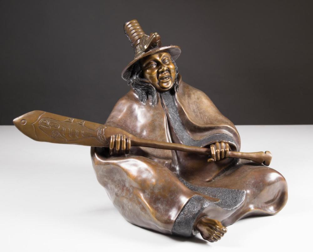 Appraisal: ARLENE JO MICKELSON Washington Japan born bronze sculpture Paddle Song