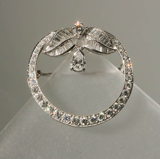 Appraisal: Lot Property of Various Owners Platinum and Diamond Circular Brooch