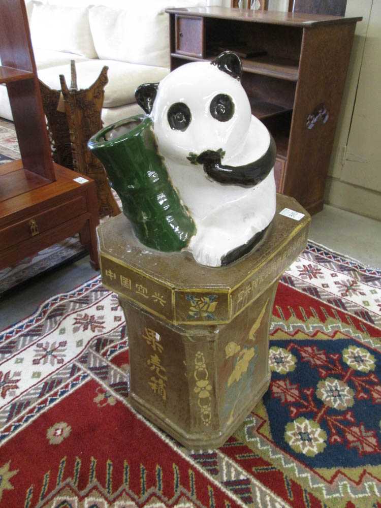 Appraisal: CHINESE GARDENS EARTHENWARE PANDA PLANTER Jiangsu Yixing manufactured Shaanxi Province