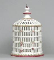 Appraisal: Porcelain Birdcage Italian early-mid th Century Round hand-built birdcage features