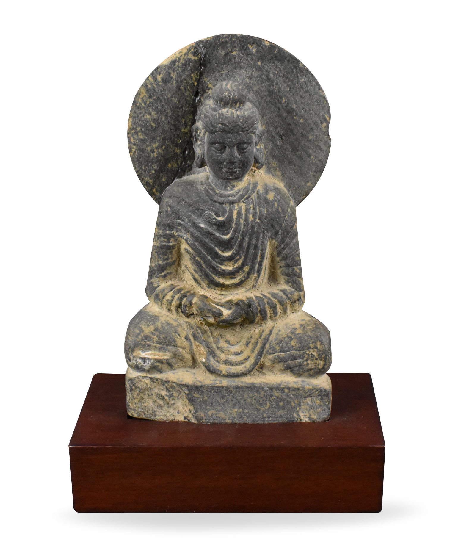 Appraisal: An Indian Gandhara stone carved Buddha figure A wonderful example