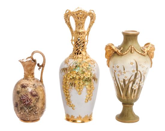 Appraisal: Sale Lot Three Amphora Vases of various size form and