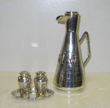 Appraisal: FOUR PIECES PERUVIAN SILVER ARTICLES Comprising individual coffee pot and