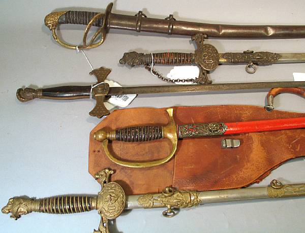 Appraisal: A lot of five American fraternal order swords Comprising Early