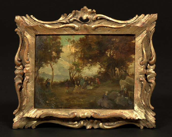 Appraisal: Diminutive French Oil-on-Panel Study third quarter th century for a