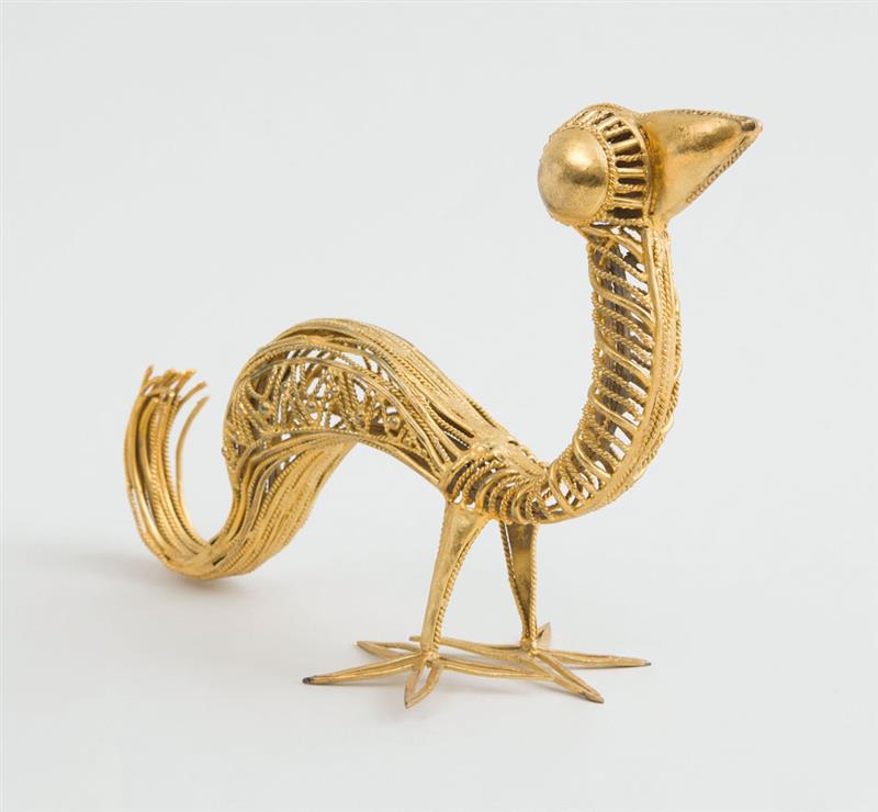 Appraisal: ETHNOGRAPHIC GOLD-COLORED METAL WIREWORK BIRD x x in Property from