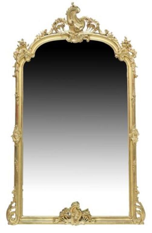 Appraisal: French Louis XV style giltwood mirror th c rocaille crest