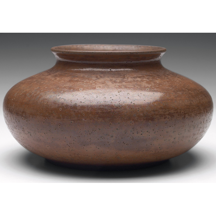 Appraisal: Grand Feu Pottery vase covered in a mottled brown matte