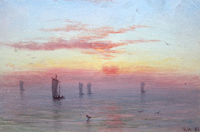 Appraisal: R W Shipping at sunset a pair each signed with